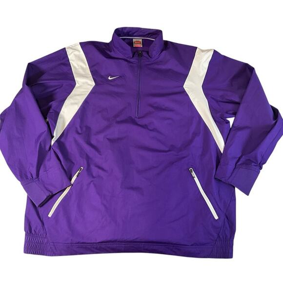 Vintage Nike Fit Storm Windbreaker SZ Large Purple White 90's 1/4 Zip Pull Over - Picture 3 of 11
